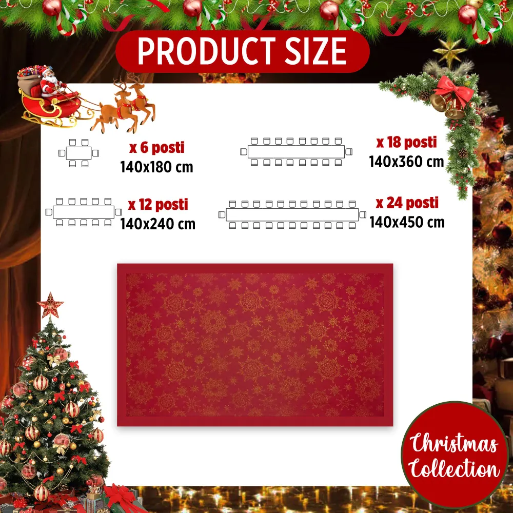 Preziosa Home 12-Sitzer Lurex-Weihnachtstischdecke, fleckenabweisend und wasserabweisend, 7153