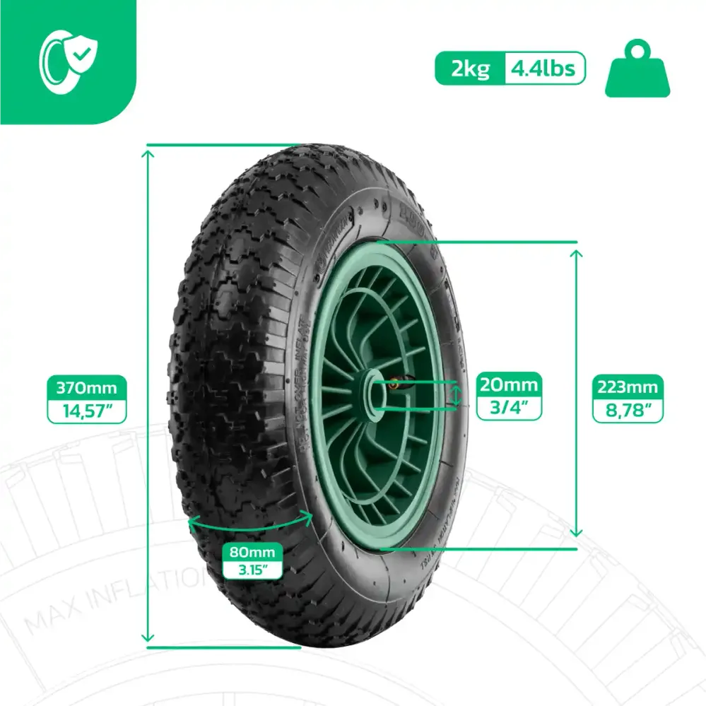 Rad 3.50-8 PVC-Felge mit 20mm Bohrung