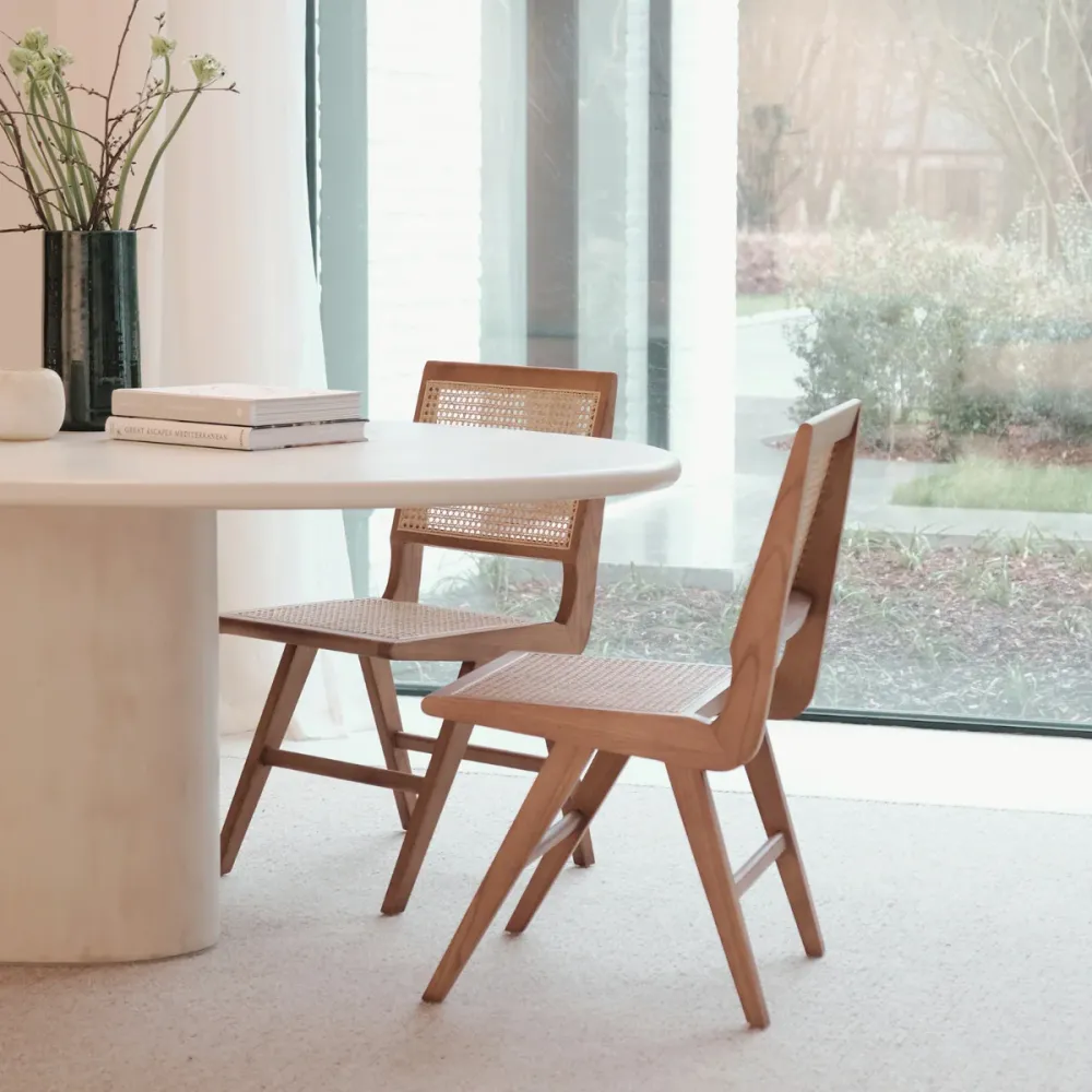 Retro Esszimmerstuhl Walnuss/Naturrattan - Ruben