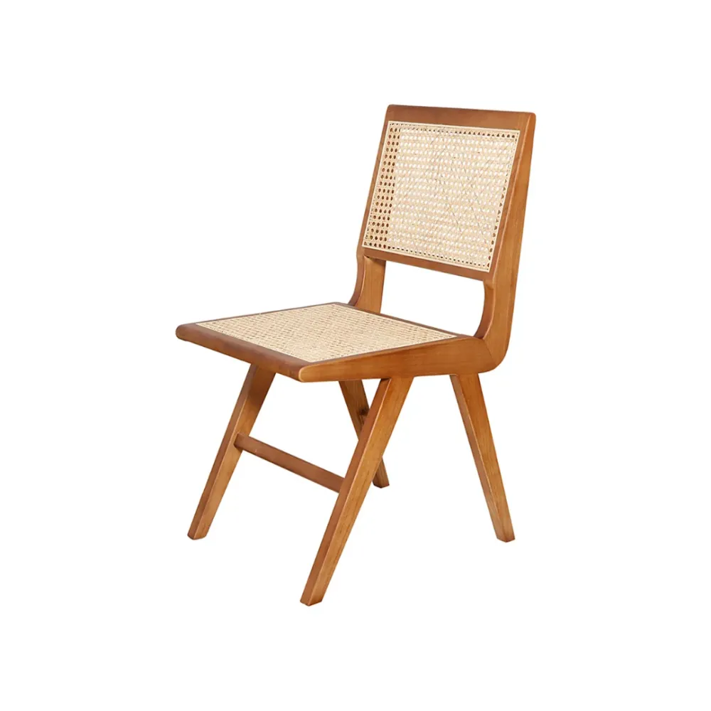 Retro Esszimmerstuhl Walnuss/Naturrattan - Ruben