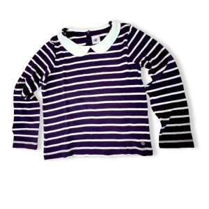Ringelshirt, dunkelblau mit Bubi-Kragen Gr.128 | Petit Bateau