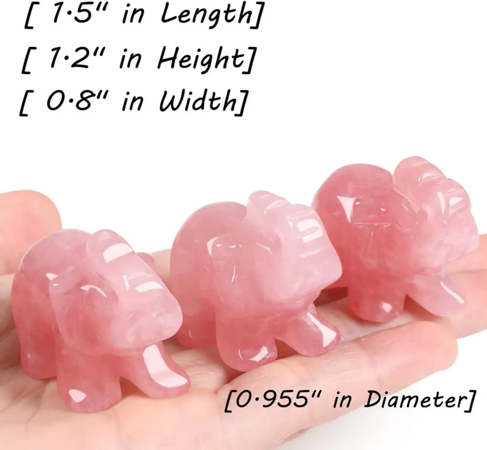 Rosenquarz Elefant Statue Kristalle Deko Handgeschnitzt