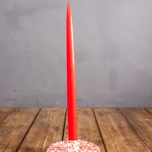 Runder Porzellan-Kerzenhalter (Rot/Weiß Marmoriert)