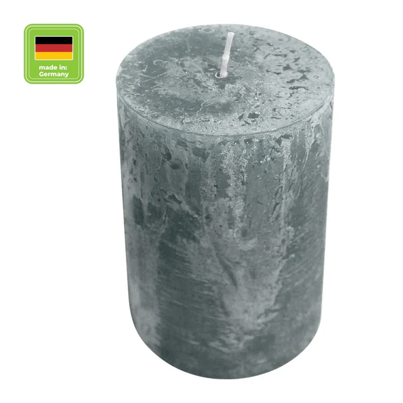 RUSTIC-Stumpenkerze Anthrazit, WENZEL, 80/70 mm, Brenndauer ca. 34h, selbstverlöschend