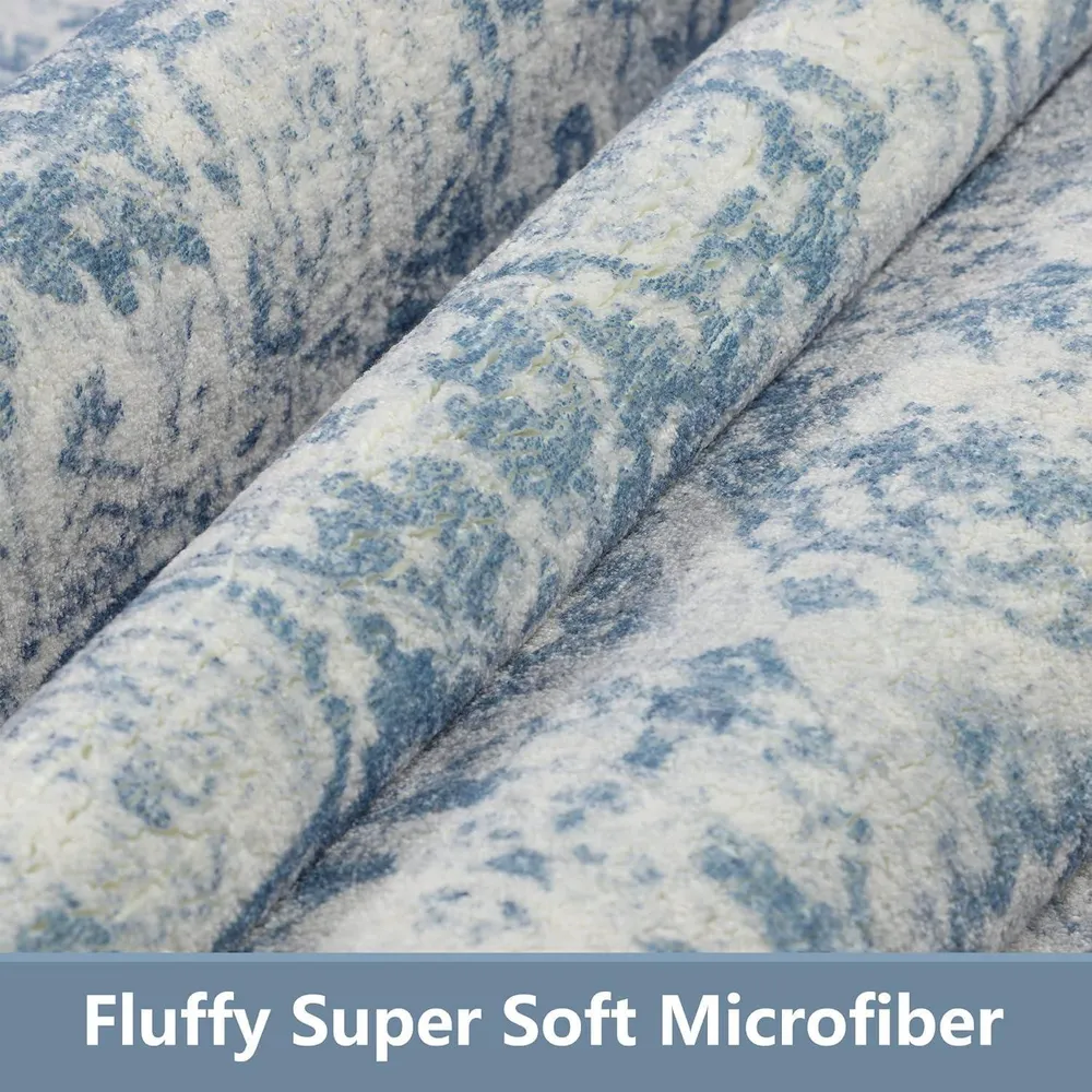 Rutschfester Teppichläufer 80x200cm Vintage Blau für Küche