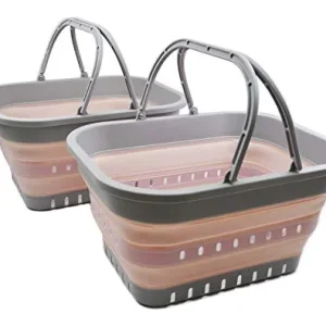 SAMMART 19L zusammenklappbare Wanne mit Griff – tragbarer Outdoor-Picknickkorb/Krater – Faltbare Einkaufstasche – platzspa...