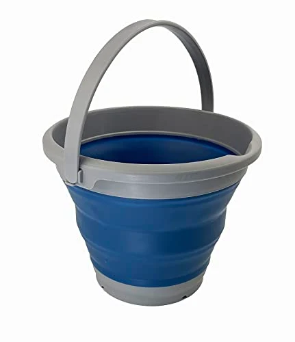 SAMMART 5,5 l Faltbarer Kunststoffeimer – Faltbarer runder Wanne – tragbarer Angelwassereimer – platzsparender Outdoor-Was...