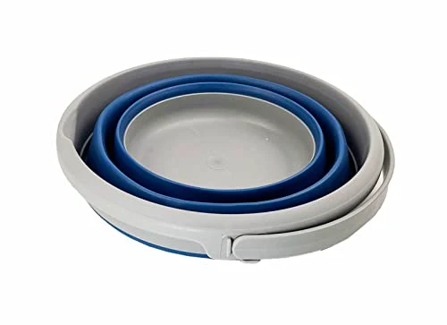 SAMMART 5,5 l Faltbarer Kunststoffeimer – Faltbarer runder Wanne – tragbarer Angelwassereimer – platzsparender Outdoor-Was...