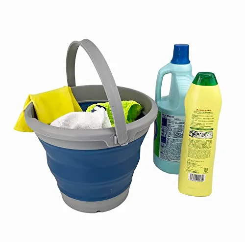 SAMMART 5,5 l Faltbarer Kunststoffeimer – Faltbarer runder Wanne – tragbarer Angelwassereimer – platzsparender Outdoor-Was...