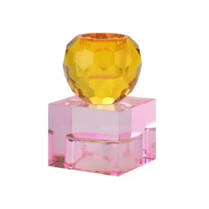 SARI, KRISTALLGLAS, KERZENHALTER/TEELICHTHALTER, KUGEL/CUBE, ORANGE/HELLROSA, GS
