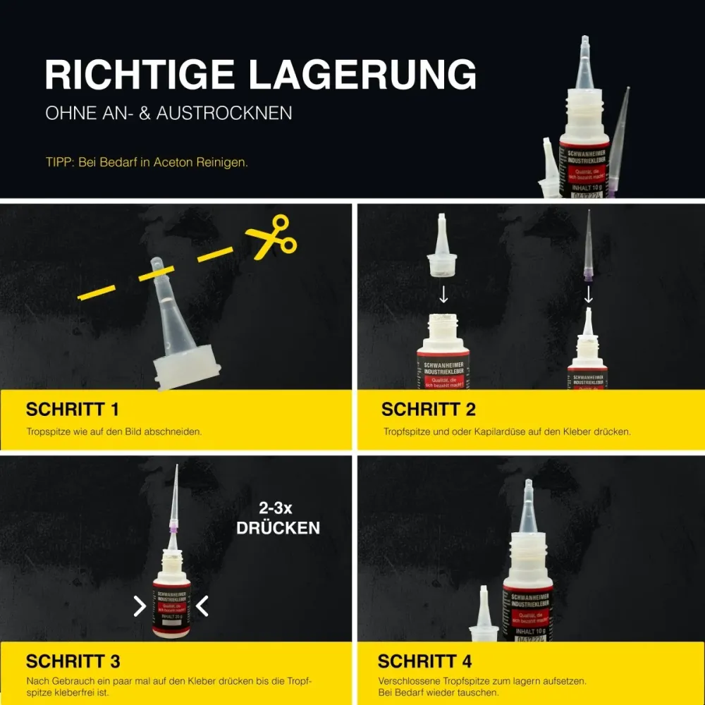 1x Schwanheimer Feindosierspitze - anti Austrocknung, geringer Verbrauch & exakte Dosierung - Micro-Kapillardüse