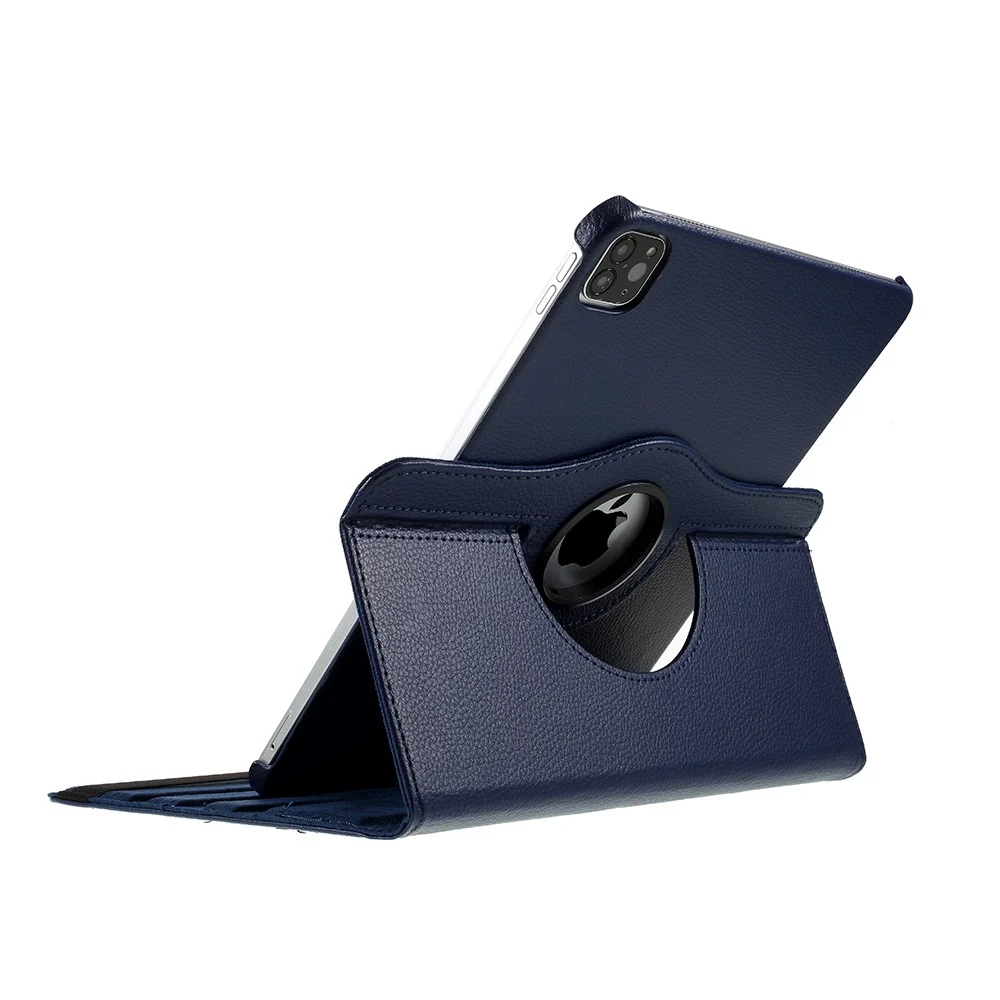 Schwarzes Litchi Skin 360-Grad drehbares Standhülle mit elastischem Band für iPad Air (2020/2022) und iPad Pro 11-Zoll (20...