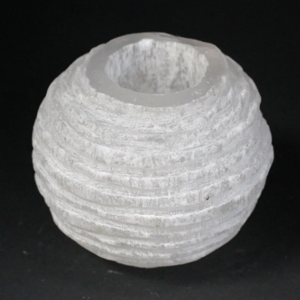 Selenit Kristall Kerzenhalter Schneeball 8 cm