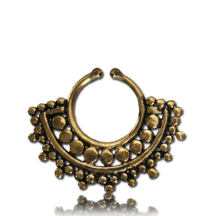 Septum Fake Piercing Nasenringe Kreise Band Messing antik goldfarben exotisch