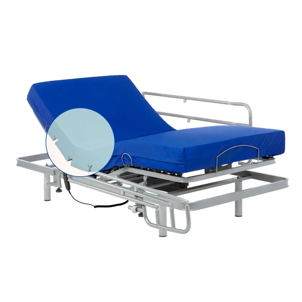 Set verstellbares Bett mit Sanitärem Professional HR-Matratze (90x200 cm, Bettgitte)
