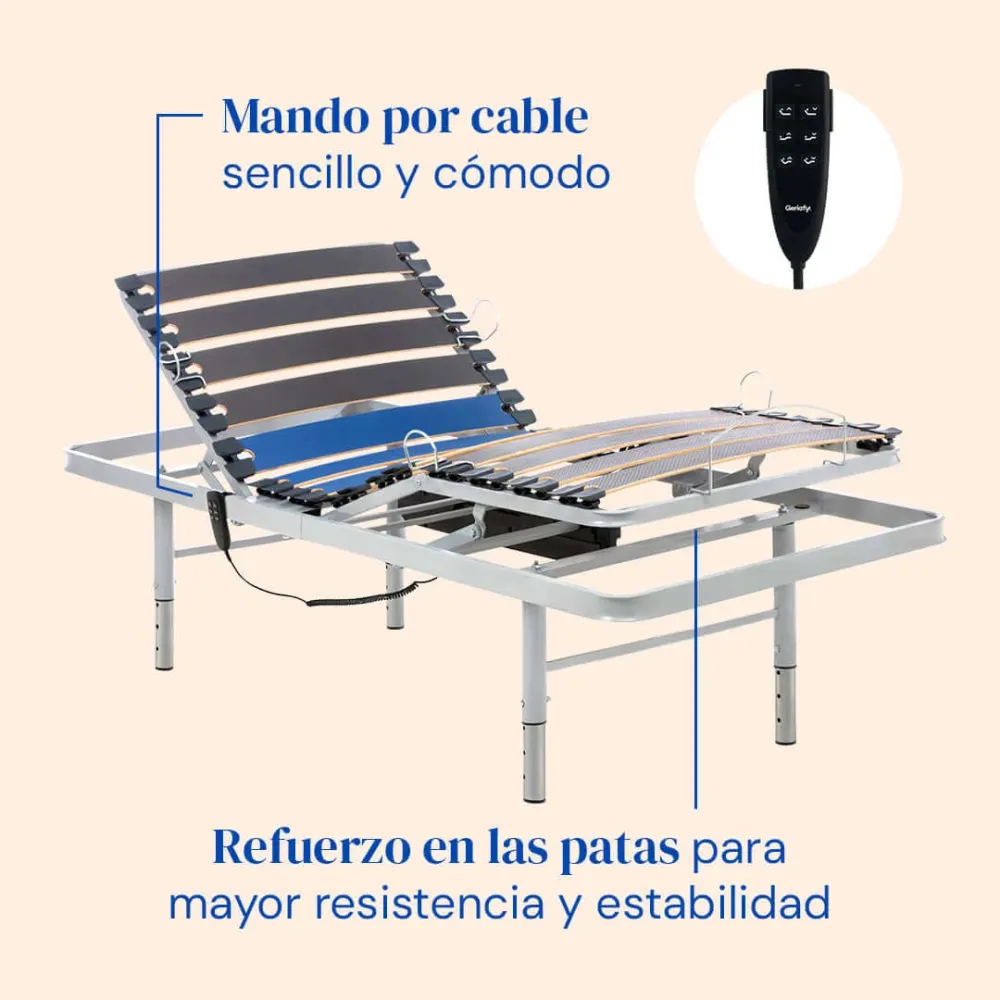 Set verstellbares Pflegebett mit orthopädischer viskoelastischer Matratze - 80x200 cm