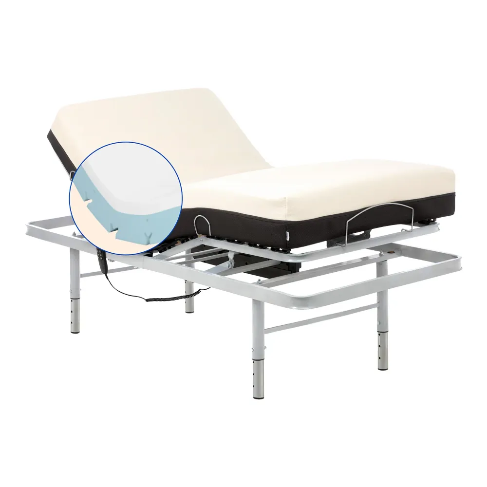 Set verstellbares Pflegebett mit orthopädischer viskoelastischer Matratze - 80x200 cm