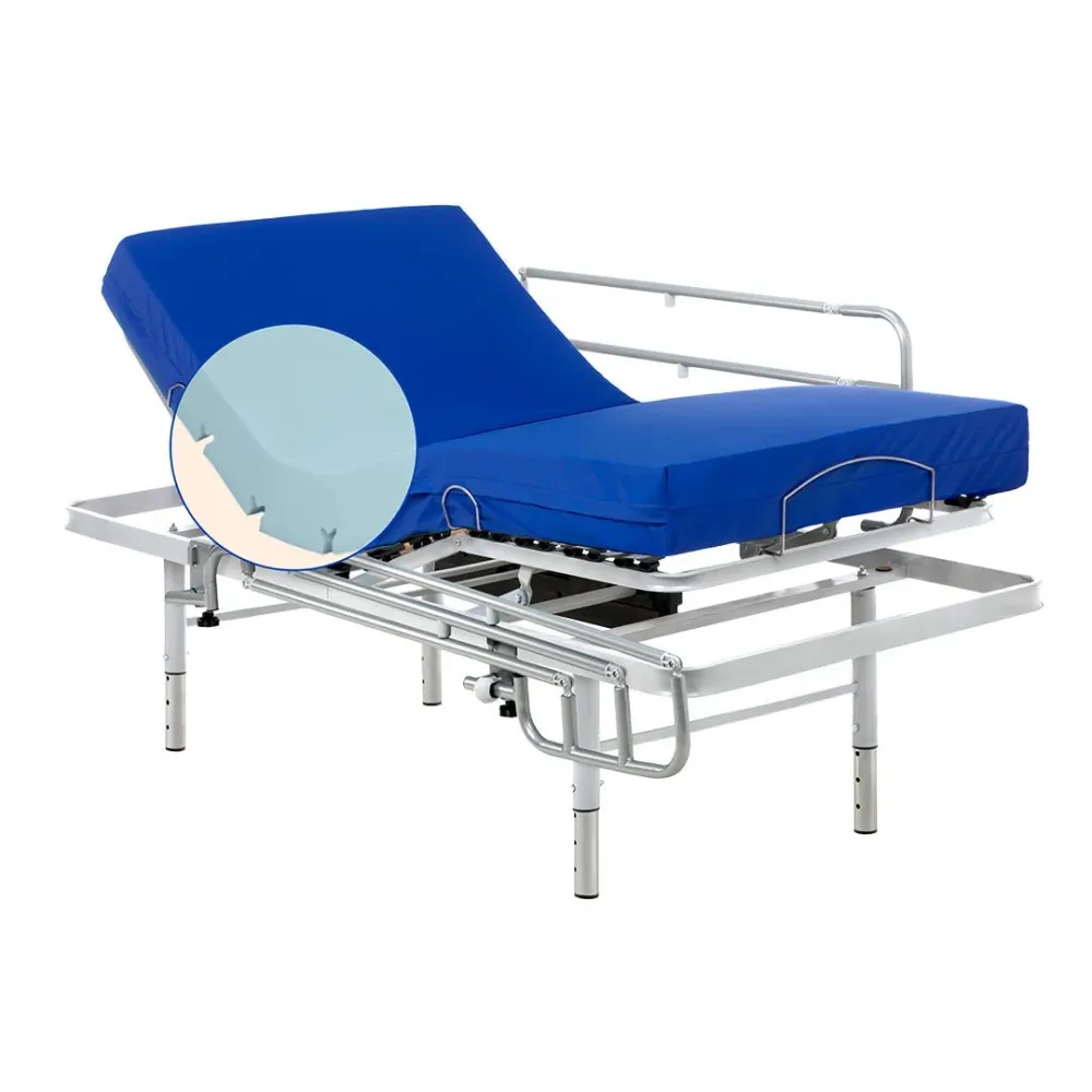 Set verstellbares Pflegebett mit Professional HR-Matratze | Kabellose Fernbedienung (80x190 cm, Bettgitte)
