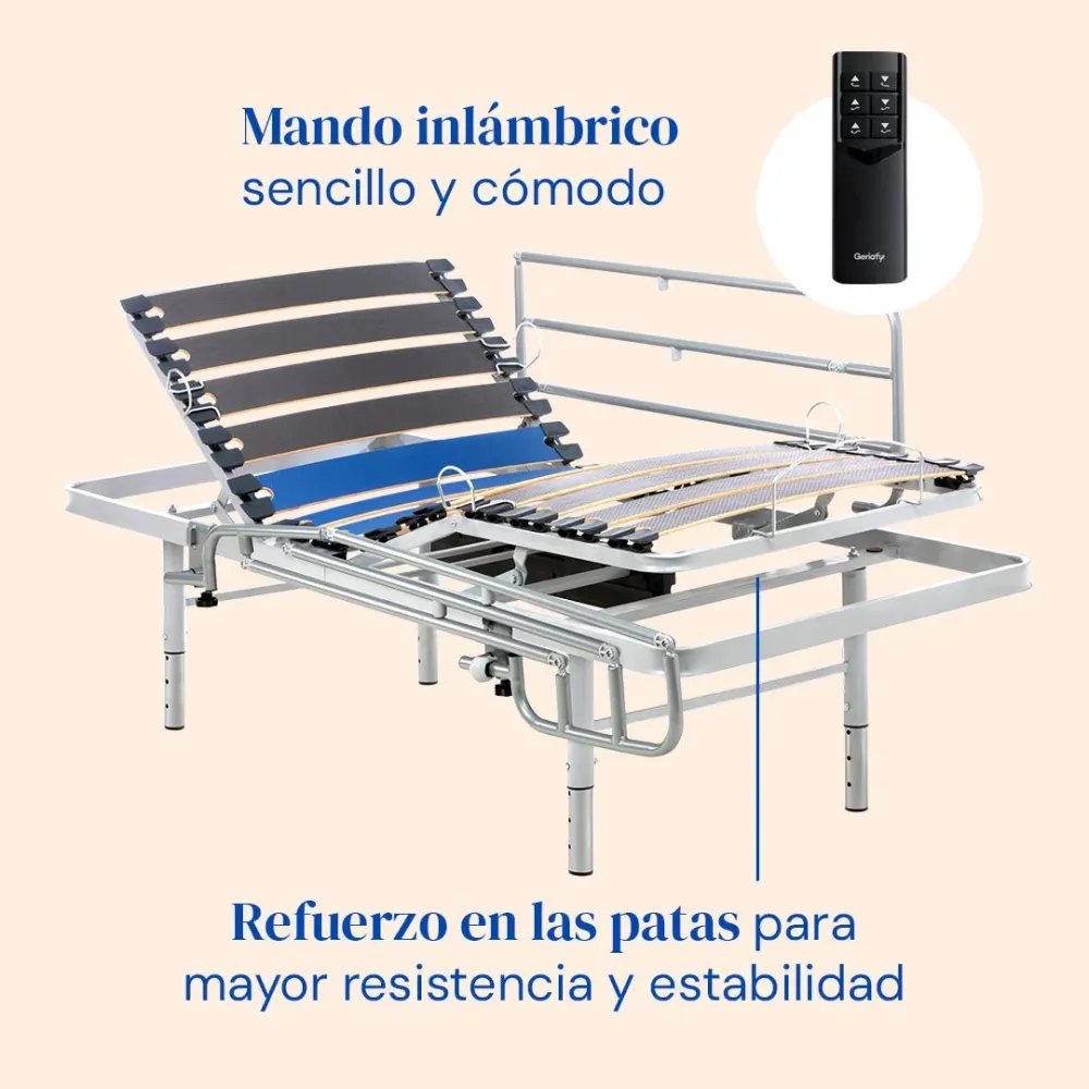 Set verstellbares Pflegebett mit Professional HR-Matratze | Kabellose Fernbedienung (80x190 cm, Bettgitte)