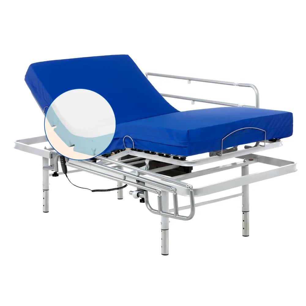 Set verstellbares Pflegebett mit viskoelastischer Matratze Professional V3 (80x190 cm, Bettgitte)