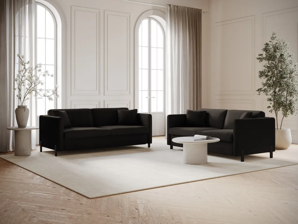 Sofa 2-Sitzer mit Schlaf-Funktion GLORIA dunkelgrau Chenille
