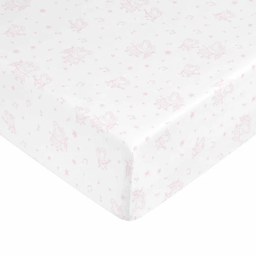 Spannbetttuch Peppa Pig Weiß Rosa