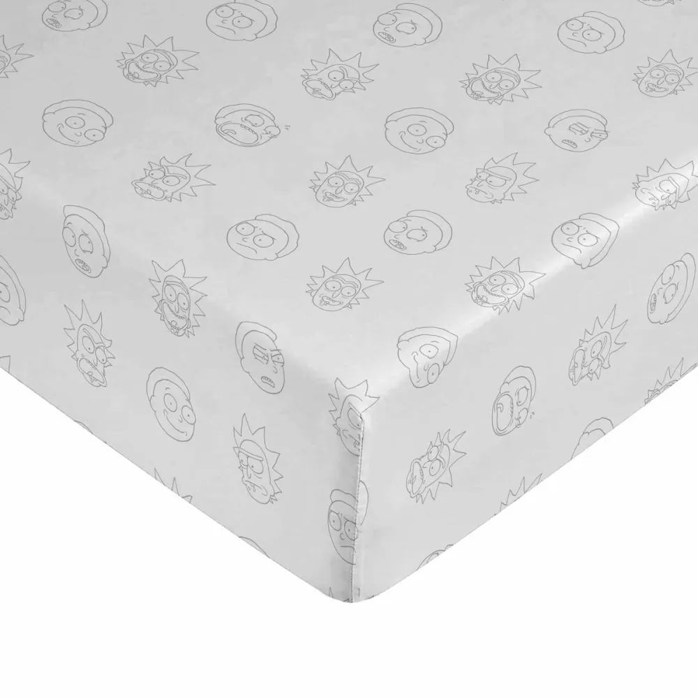 Spannbetttuch Rick and Morty Weiß Bunt 90 x 200 cm 100 % Baumwolle