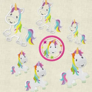 Stickdatei Einhorn Füllstich und Applikation