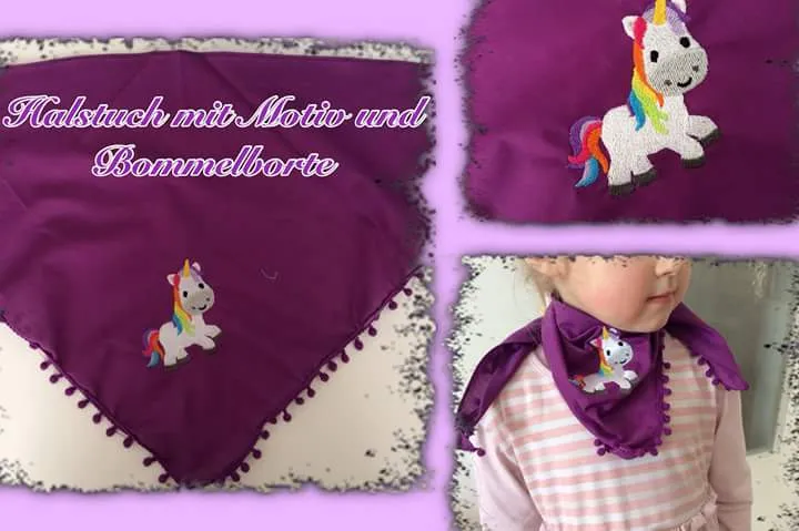 Stickdatei Einhorn Füllstich und Applikation