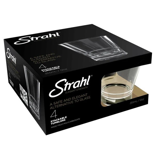 Strahl Glas Rocks Polycarbonat 355 ml. 4 Stück einer Geschenkbox