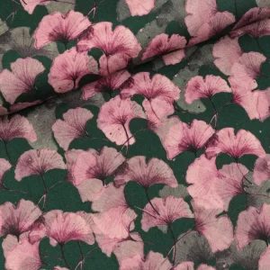 Stretch Baumwollsatin Gingko beere-dunkelgrün Christiane Zielinski