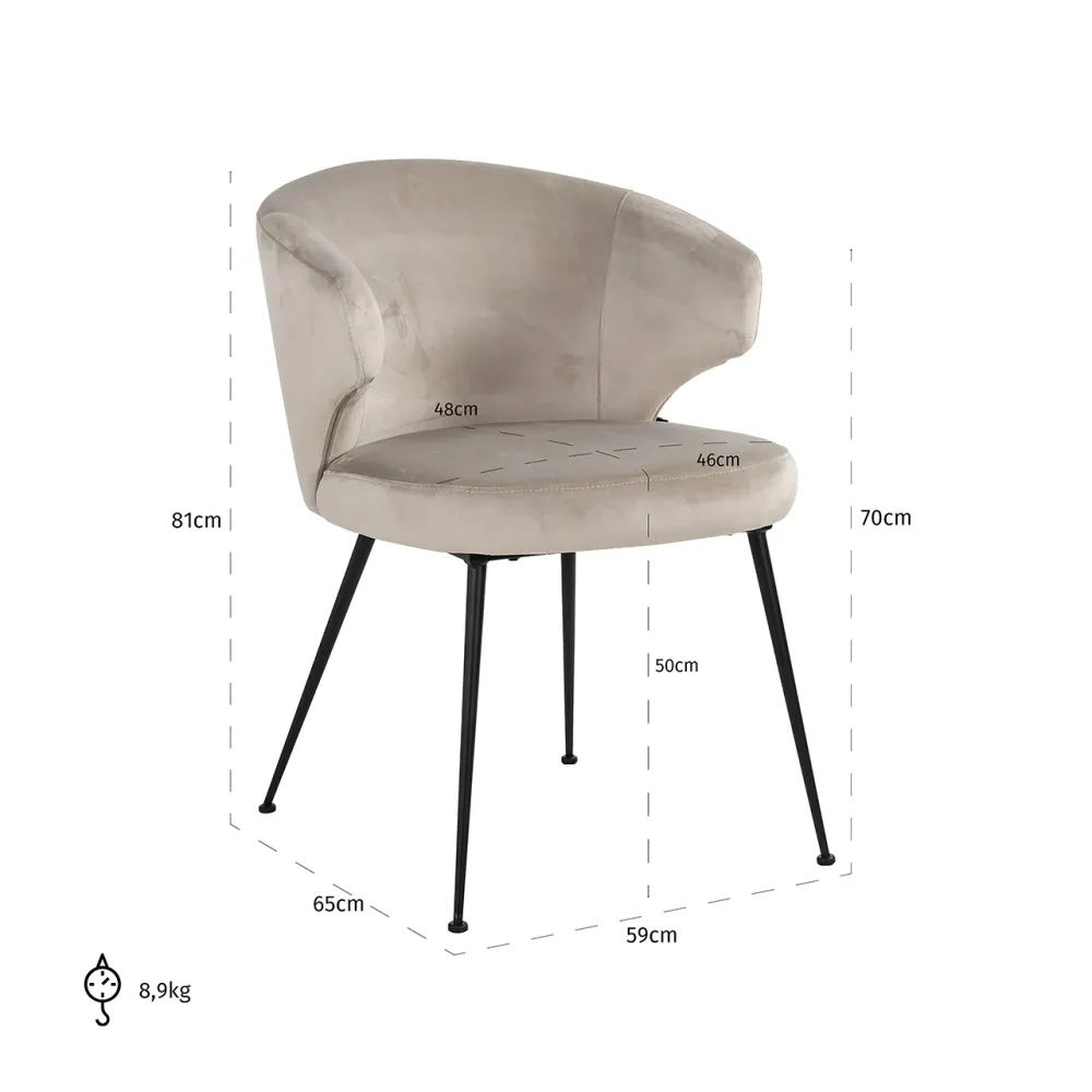 Stuhl Xandra khaki velvet (Quartz Khaki 903)