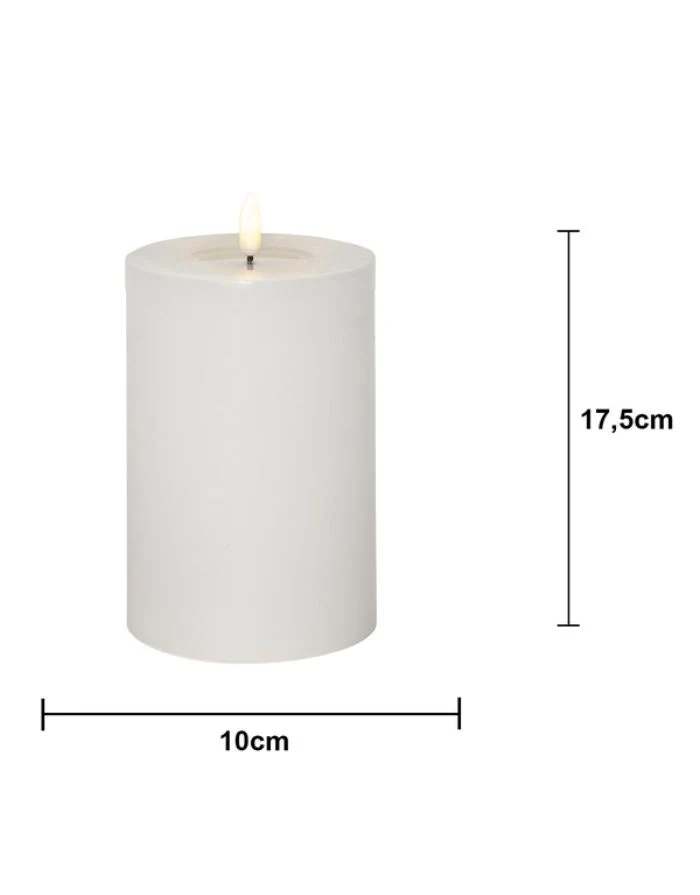 Stumpenkerze LED Flamme Flow Big 10x17,5cm I Weiß