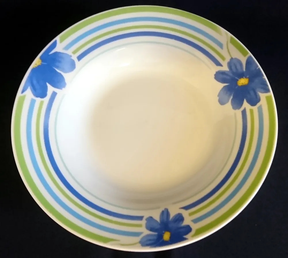 SUPPENTELLER - Porzellan, Flora Pflanzen Blumenblüten Striche Linien Motiv Dekor (BC)