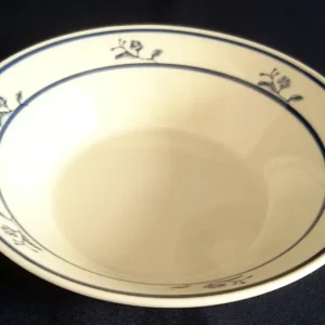 SUPPENTELLER "Scandia Blue (Brickoven Stoneware)" - Keramik / Steingut, Blumen Linien Streifen Dekor
