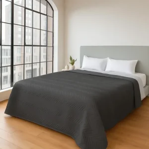 Tagesdecke Doppelbett – Anthrazit | 200 x 220 cm | Wendefunktion