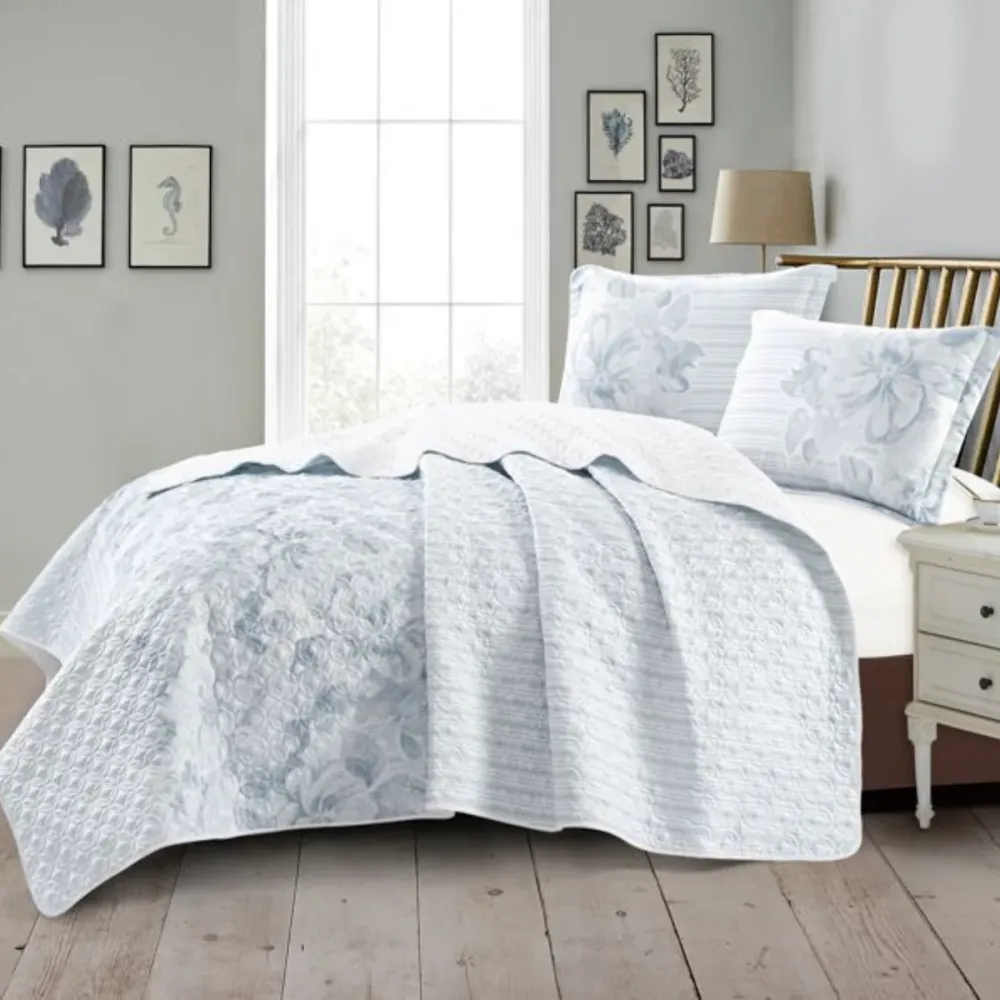 Tagesdecke Set Tulin Überwurf Decke 3-Teilig 240X260 CM , atmungsaktiv 2-Personen Weiß