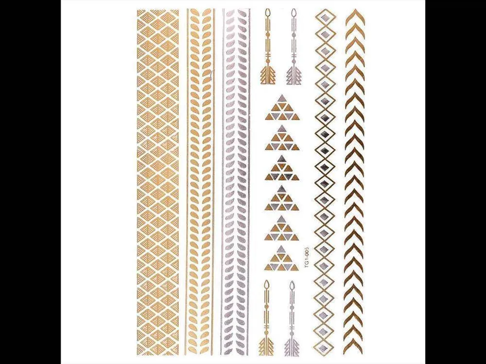Tattoo Motivbogen golden silbern temporär Band Pfeil Dreieck Klebetattoos Schmuck Tattoos