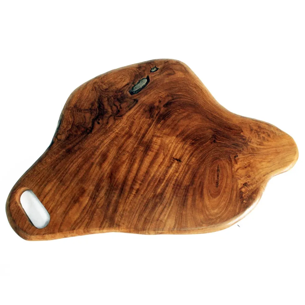 Teak Schneidebrett, 30 cm handgeschnitzt
