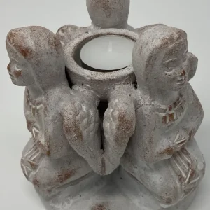 Teelichthalter "3 Engel im Kreis" Terracotta 13x13cm