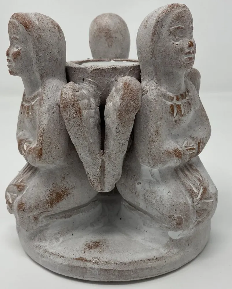 Teelichthalter "3 Engel im Kreis" Terracotta 13x13cm