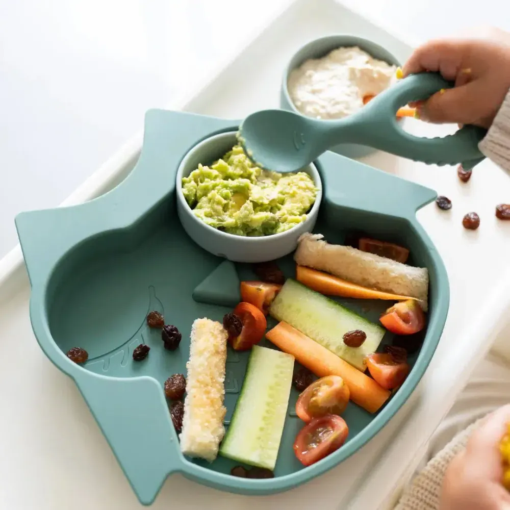 Tidy Tot Silikonteller mit Saugnapf und Trennwänden – Eule