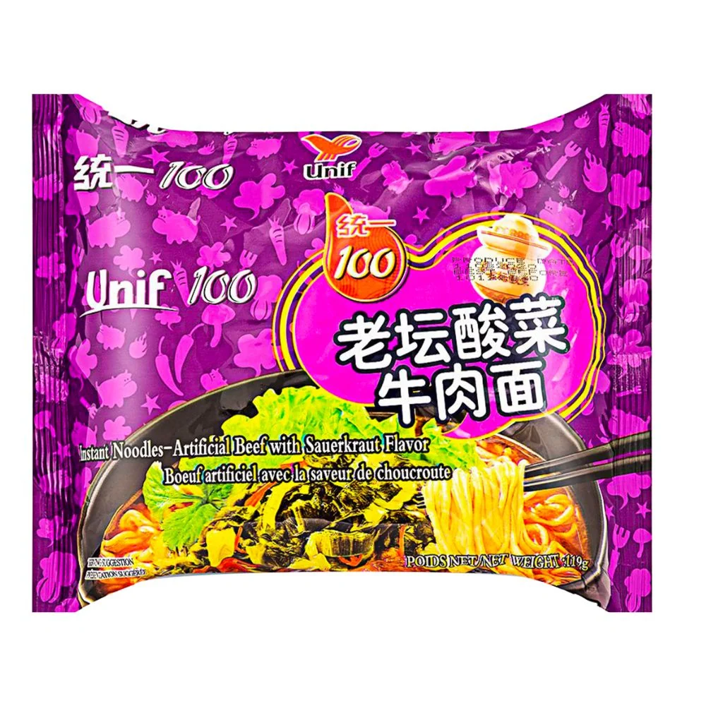 Unif Instant Noodles Künstlicher Rindfleischgeschmack mit Sauerkraut, Instantnudeln mit Rindfleisch- und Sauerkrautgeschma...