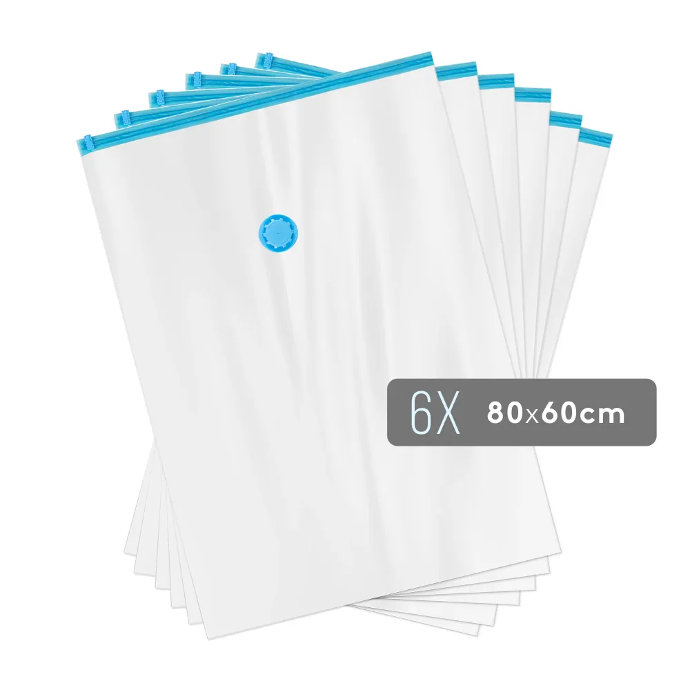 Vakuumbeutel - 80 x 60 cm 6er Set - Aufbewahrungsbeutel für Bekleidung Bettwäsche und mehr