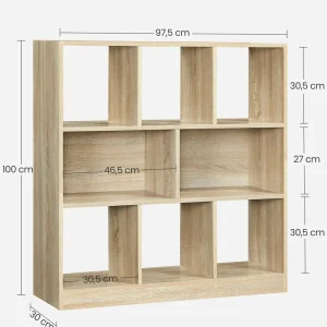 VASAGLE Bücherregal, Würfelregal, unteres Regal, mit offenen Fächern, für Wohnzimmer, Arbeitszimmer, Kinderzimmer, Büro, a...