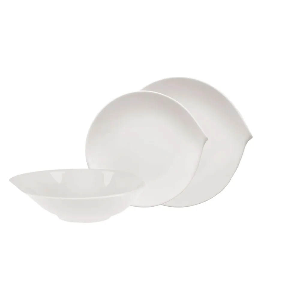 Villeroy & Boch Flow 18-teiliges Set für 6 Personen, bestehend aus: 6 Speiseteller, 6 Suppenteller, 6 Dessertteller