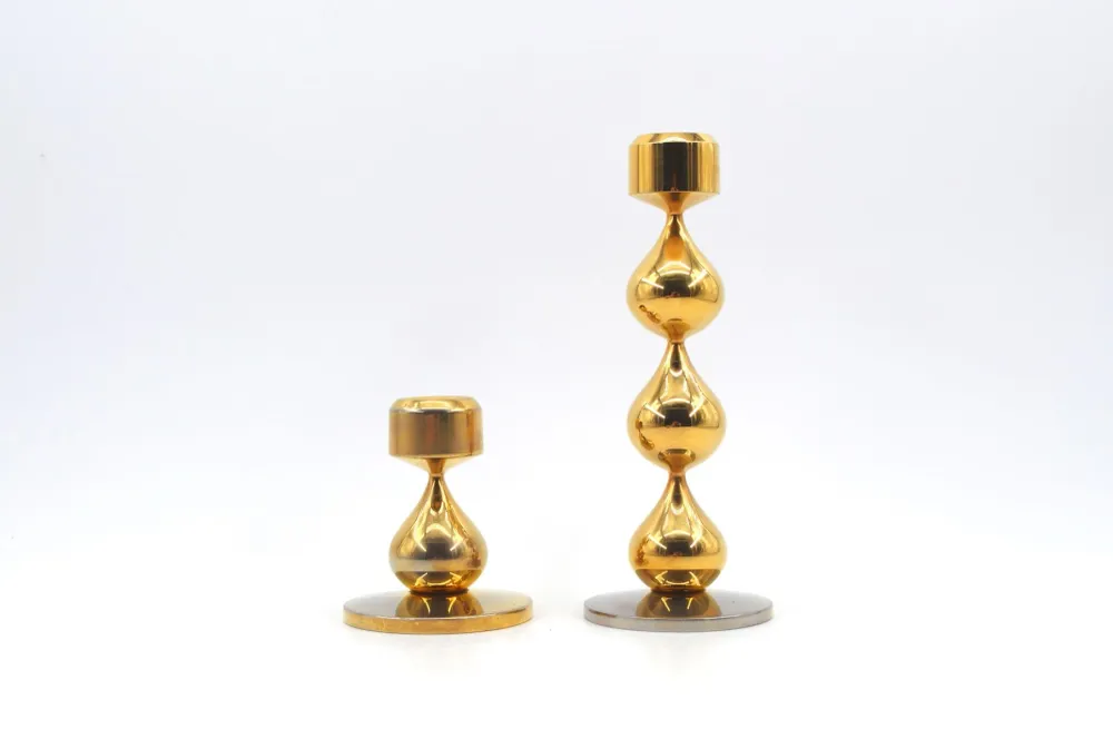 Vintage Design Asmussen Danmark 24 Karat vergoldete Design Kerzenhalter Hugo Asmussen Design 1970s dänische MCM Designklas...