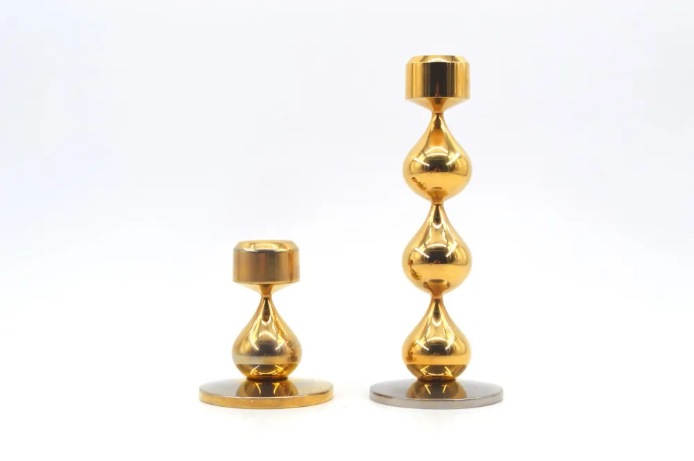 Vintage Design Asmussen Danmark 24 Karat vergoldete Design Kerzenhalter Hugo Asmussen Design 1970s dänische MCM Designklas...