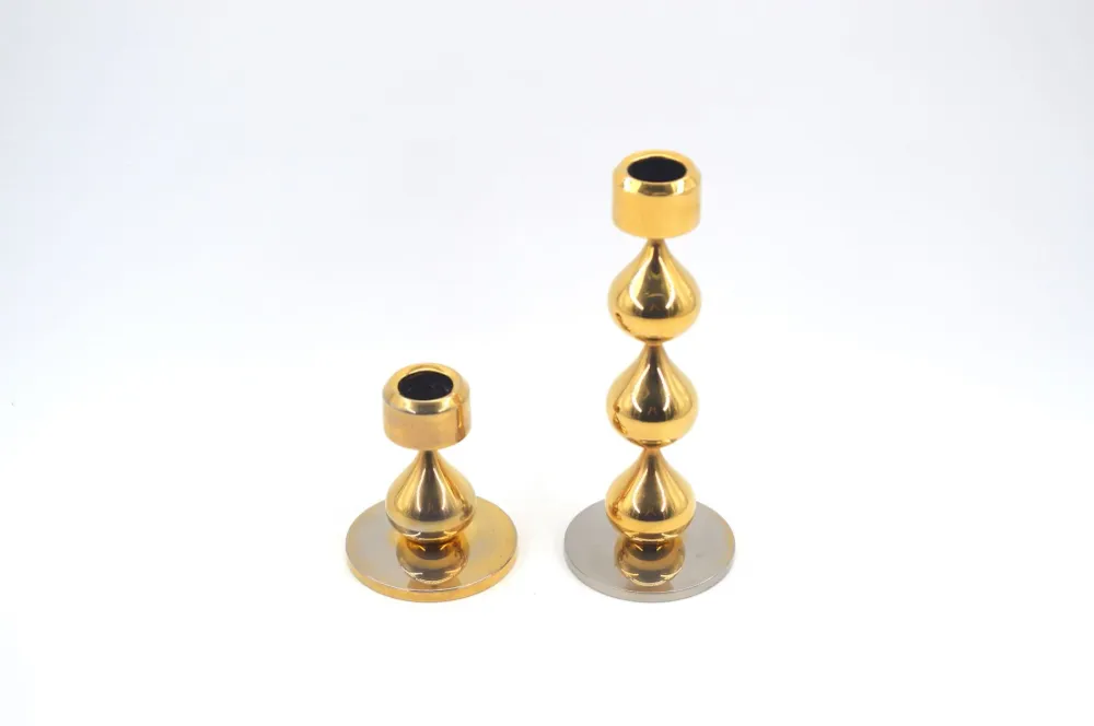 Vintage Design Asmussen Danmark 24 Karat vergoldete Design Kerzenhalter Hugo Asmussen Design 1970s dänische MCM Designklas...