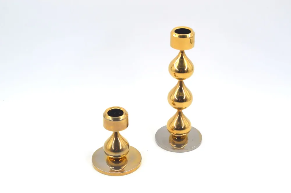 Vintage Design Asmussen Danmark 24 Karat vergoldete Design Kerzenhalter Hugo Asmussen Design 1970s dänische MCM Designklas...
